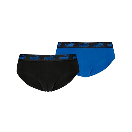 PUMA Men's Elements Brief, Black/Blue, L (2er Pack) von PUMA