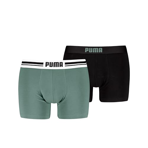 PUMA Men's Everyday Placed Logo Boxer, Olive Green/Black, S (2er Pack) von PUMA