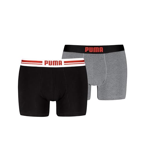 PUMA Men's Everyday Placed Logo Boxer, mid Grey Melange/orange, XXL (2er Pack) von PUMA