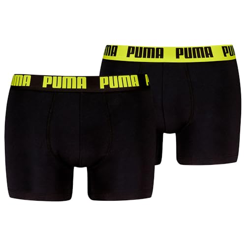PUMA Men's Men Everyday Boxer, Black/Yellow, XXL (2er Pack) von PUMA