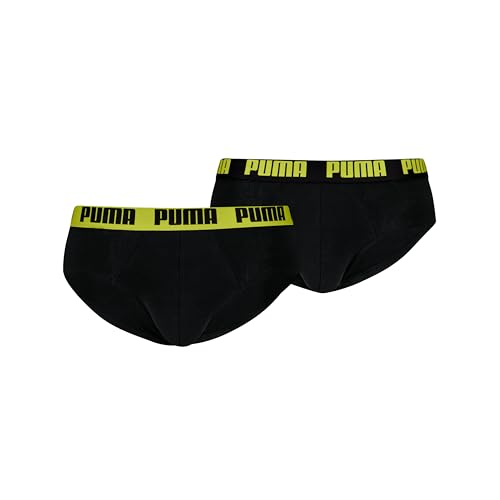 PUMA Men's Men Everyday Brief, Black/Yellow, XL (2er Pack) von PUMA