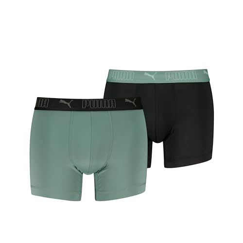 PUMA Men's Microfiber Boxer, Green/Black, S (2er Pack) von PUMA