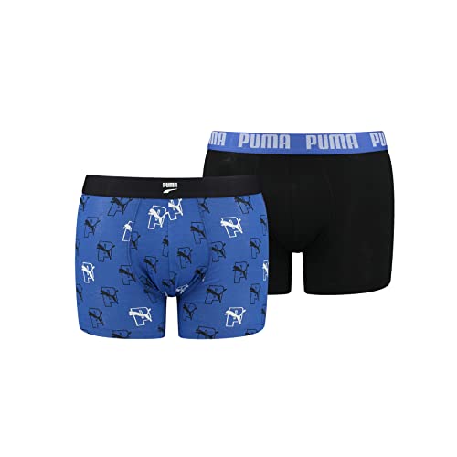 PUMA Men's cat AOP Boxer Briefs, Benjamin Blue Combo, L von PUMA