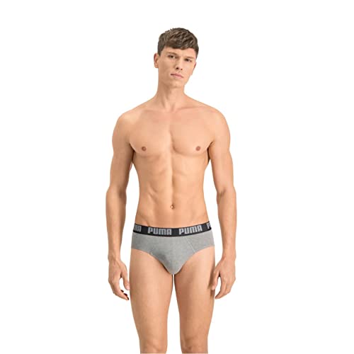 PUMA Herren Basic Briefs Slip, Dark Grey Melange Black, M EU, 2 Pack von PUMA