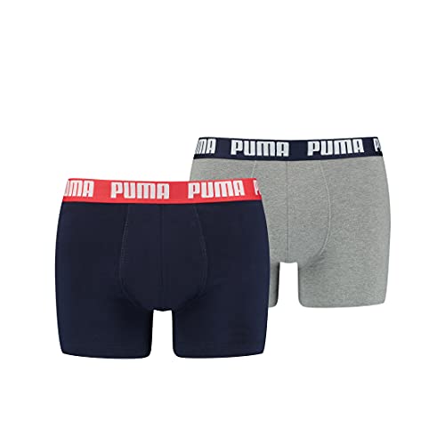 PUMA Herren Grundlæggende kasser Boxer Shorts, Blue / Grey Melange, XXL EU von PUMA