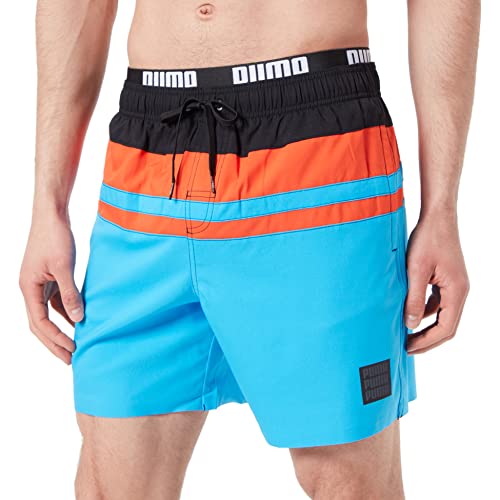 PUMA Mens Heritage Stripe Mid Shorts Boardshorts, Blue Combo, X-Small von PUMA