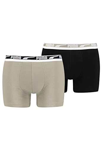 PUMA Mens Multi Logo Boxer Boxershorts, Sand Combo, Small (2er Pack) von PUMA