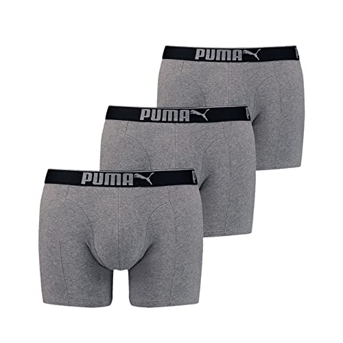 PUMA Mens Premium Sueded Cotton Men's Boxers (3 Pack) Boxer Shorts, Grey Melange, S von PUMA