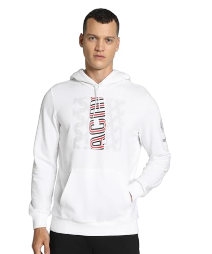 PUMA Milan Football Core Herren-Sweatshirt mit Kapuze und weißem Aufdruck, weiß, M von PUMA