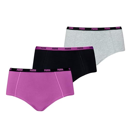 Puma Damen Mini Short Unterwäsche, Purpur, M (3er Pack) von PUMA