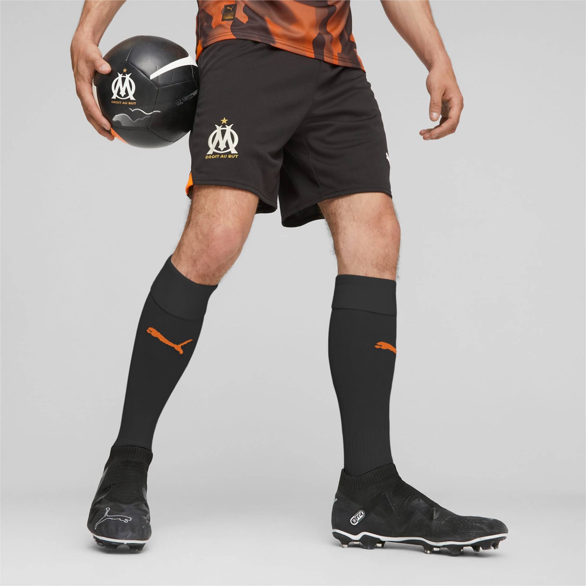 PUMA Olympique de Marseille Fußballshorts Für Herren, Schwarz/Orange, Größe: 3XL, Kleidung von PUMA