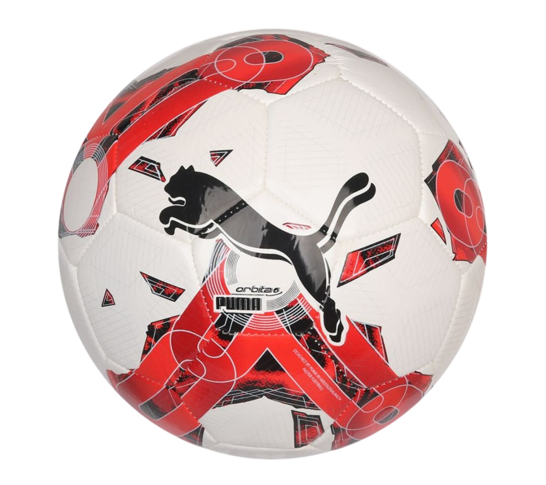 PUMA Orbita 6 MS Fußball Trainingsball mit Puma Air Lock-Ventil 083787 02 in Größe 3 oder 5 Weiß/Rot/Schwarz von PUMA