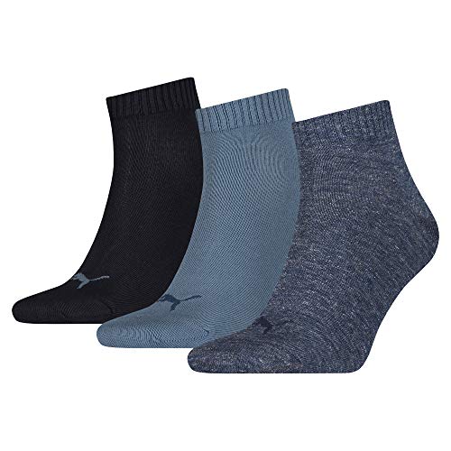 PUMA Plain 3P Quarter Socke, Blau (Denim Blue), 35-38, 3er Pack von PUMA