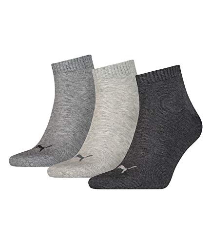 PUMA Plain 3P Quarter Socke, Grau (Anthrazit/L Mel Grey/M Mel Grey), 35-38 von PUMA