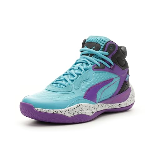 PUMA Men's Playmaker Pro Basketball Shoes, Jet Black-White, 9, Purple Glimmer-bright Aqua-strong Gray-white, 45 EU PUMA Men's Playmaker Pro Basketball Shoes, Jet Black-White, 9, Purple Glimmer-bright Aqua-strong Gray-white, 45 EU von PUMA