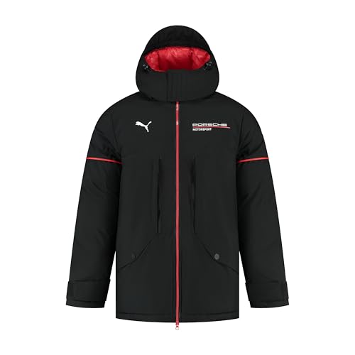PUMA Porsche Motorsport Herren Team Winterjacke mit gepolstertem Körper, Ärmeln und Kapuze - Schwarz - Größe: XL von PUMA