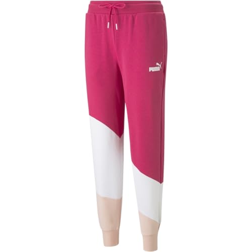 PUMA Power Cat Jogginghose im Colorblock Design für Damen, Farbe:Pink, Größe:L von PUMA