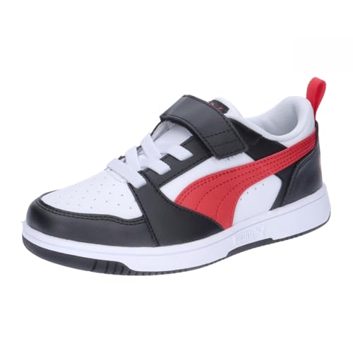 PUMA Unisex Kinder Rebound V6 Lo Ac+ Ps Sneaker, Puma White for All Time Red Puma Black, 30 EU von PUMA
