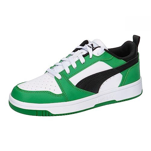 PUMA Unisex Kinder Rebound V6 Lo Jr Sneaker, Puma White Puma Black Archive Green, 37 EU von PUMA