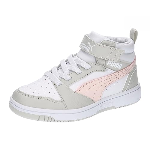 PUMA Unisex Kinder Rebound V6 Mid Ac+ Ps Sneaker, Puma White Frosty Pink Sedate Gray, 29 EU PUMA Unisex Kinder Rebound V6 Mid Ac+ Ps Sneaker, Puma White Frosty Pink Sedate Gray, 29 EU von PUMA