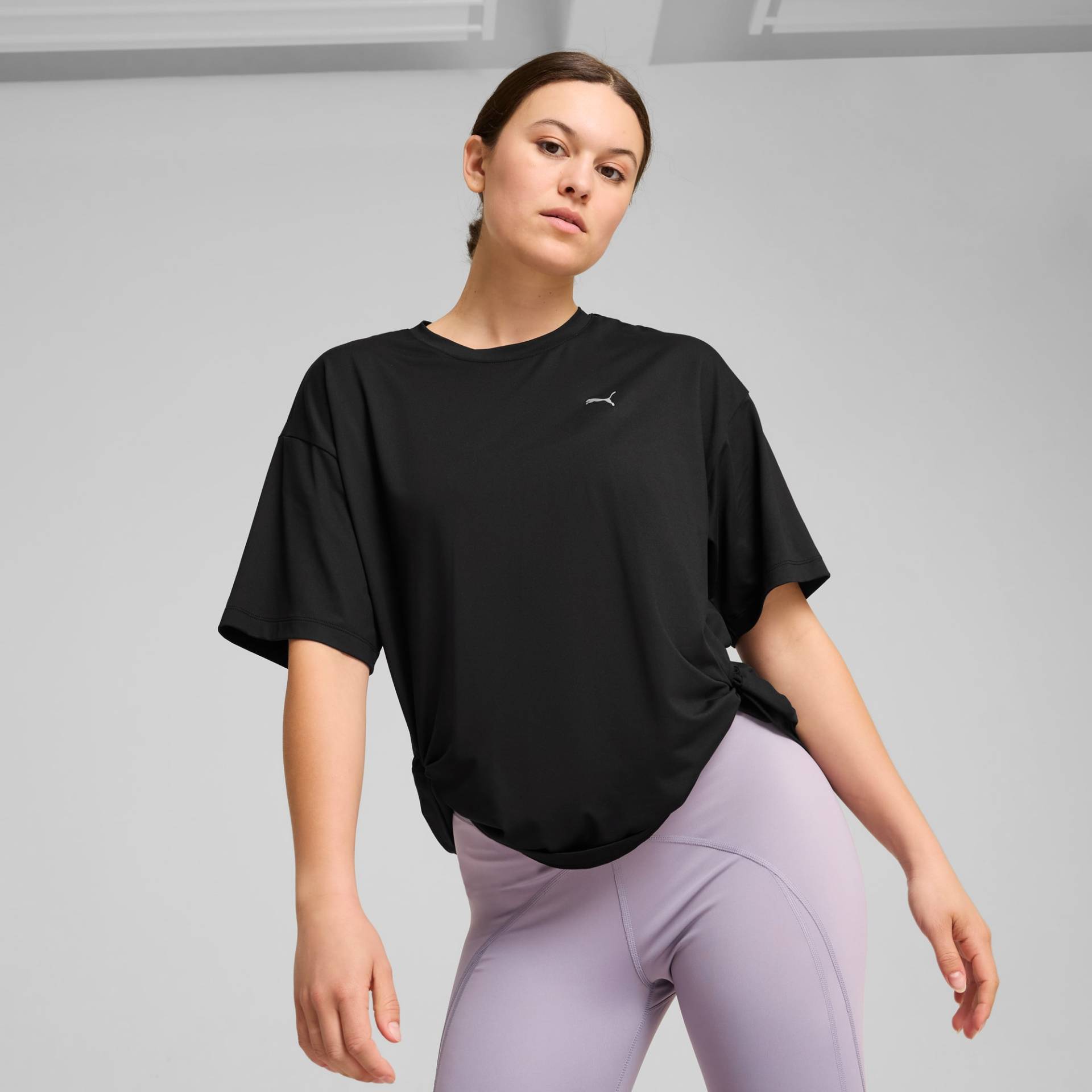 PUMA STUDIO Twist T-Shirt Damen, Schwarz, Größe: L, Kleidung von PUMA