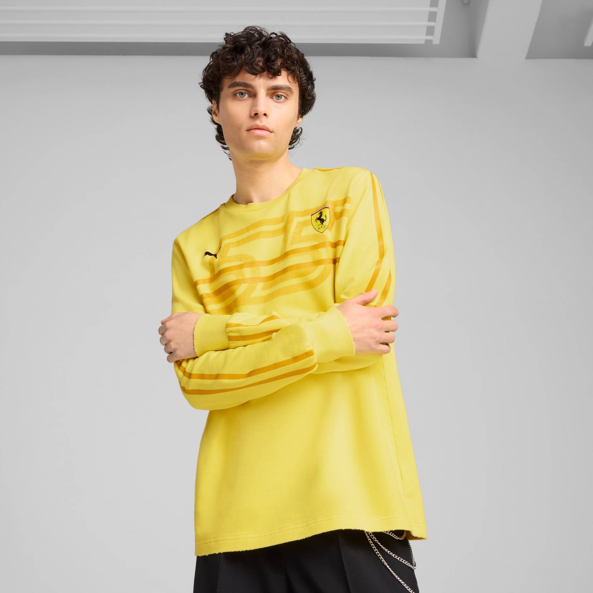 PUMA Scuderia Ferrari Desert Sun Crewneck Herren, Gelb, Größe: XL, Kleidung von PUMA
