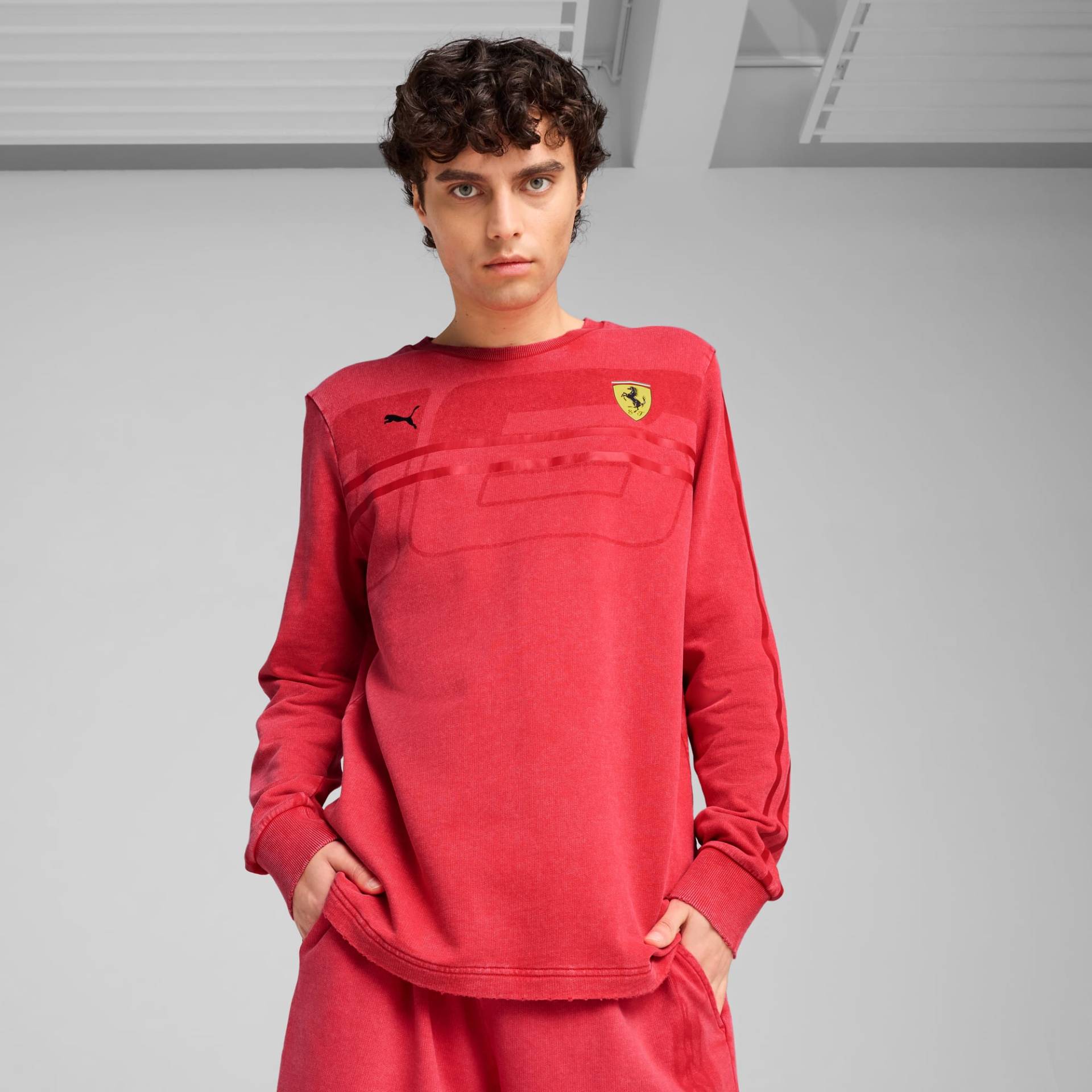 PUMA Scuderia Ferrari Desert Sun Crewneck Herren, Rot, Größe: XXL, Kleidung von PUMA