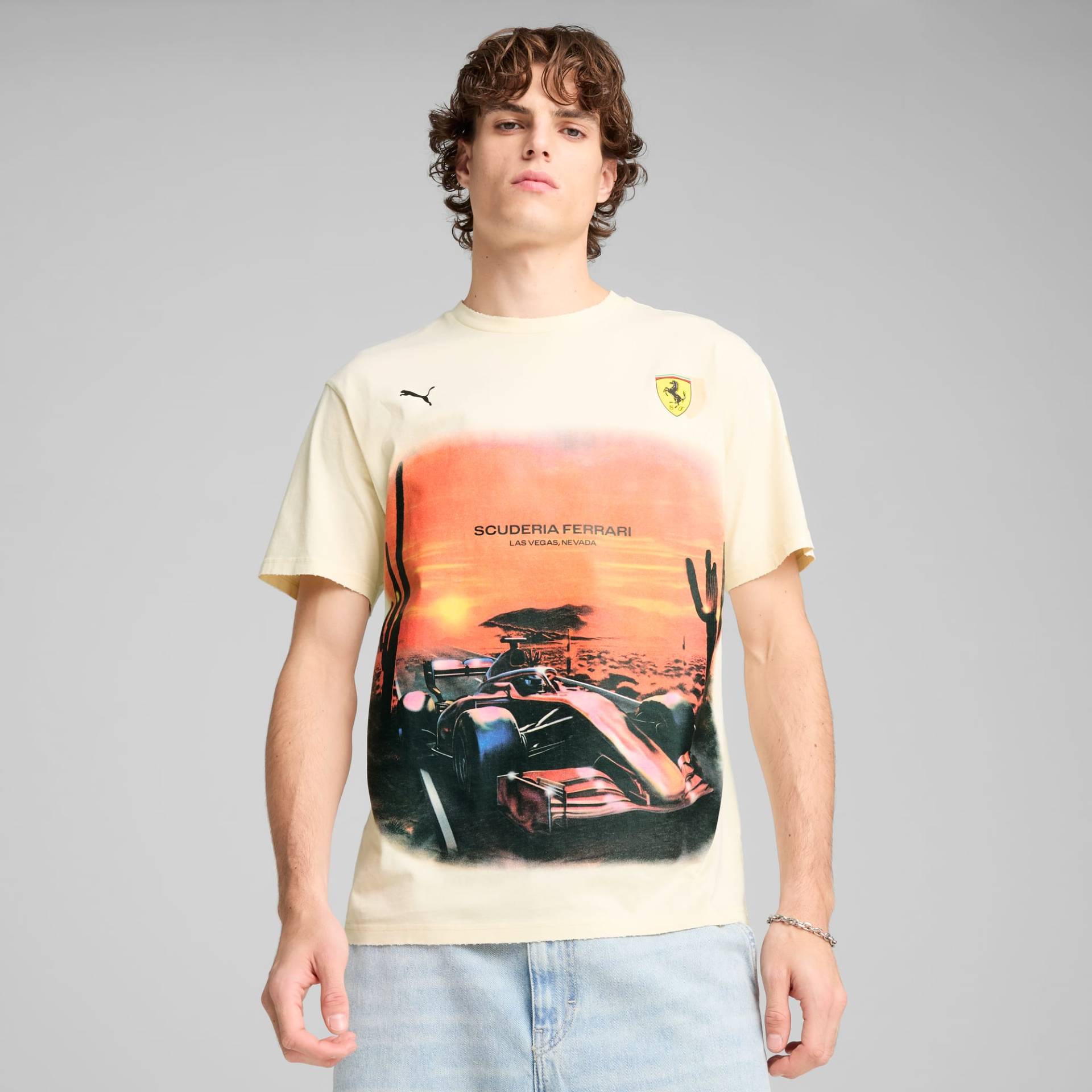 PUMA Scuderia Ferrari Desert Sun T-Shirt Herren, Mehrfarbig, Größe: S, Kleidung von PUMA