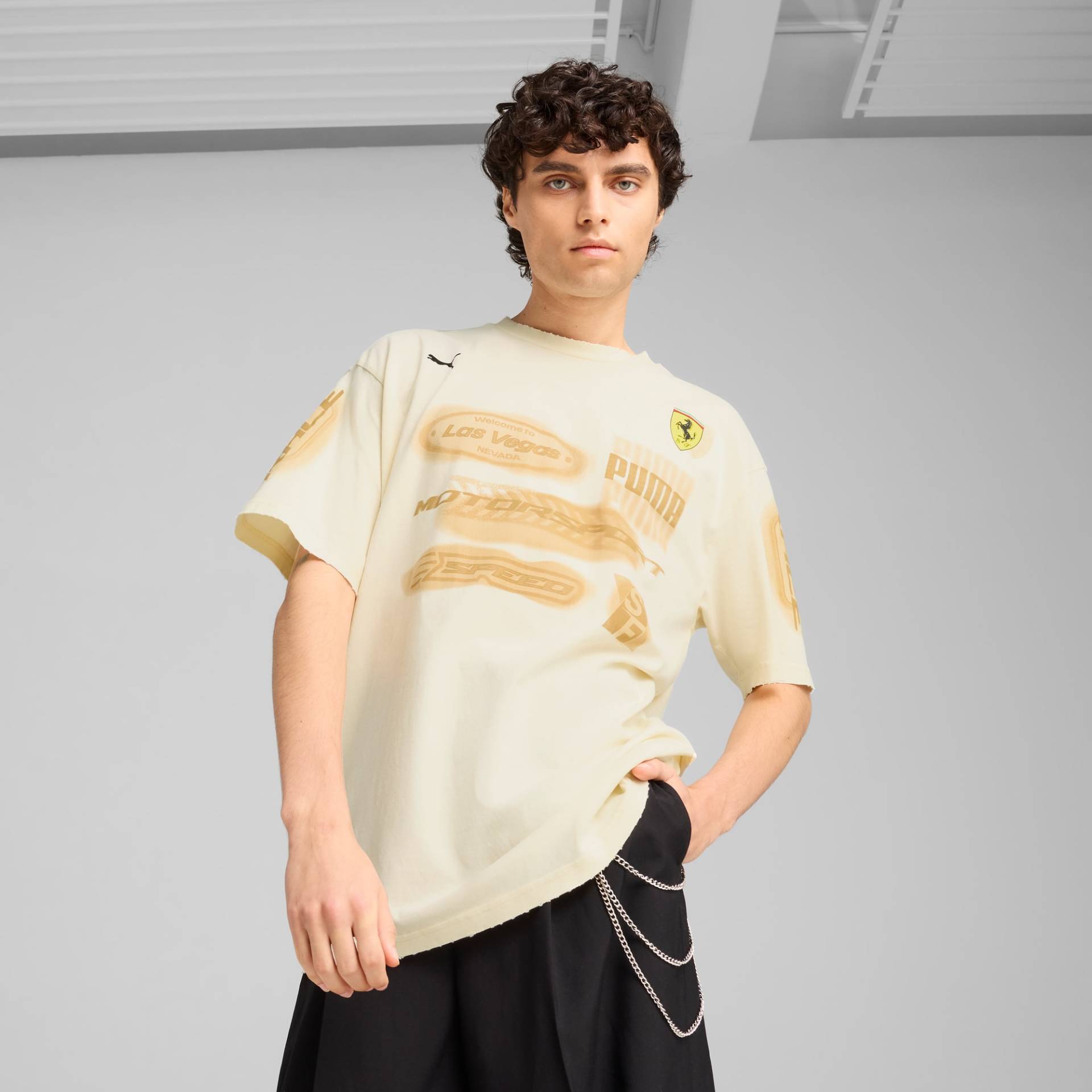 PUMA Scuderia Ferrari Desert Sun T-Shirt Herren, Mehrfarbig, Größe: S, Kleidung von PUMA