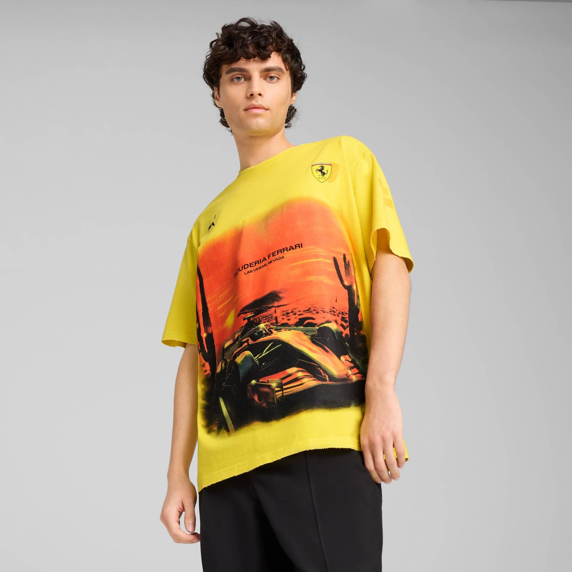 PUMA Scuderia Ferrari Desert Sun T-Shirt Herren, Gelb, Größe: XS, Kleidung von PUMA