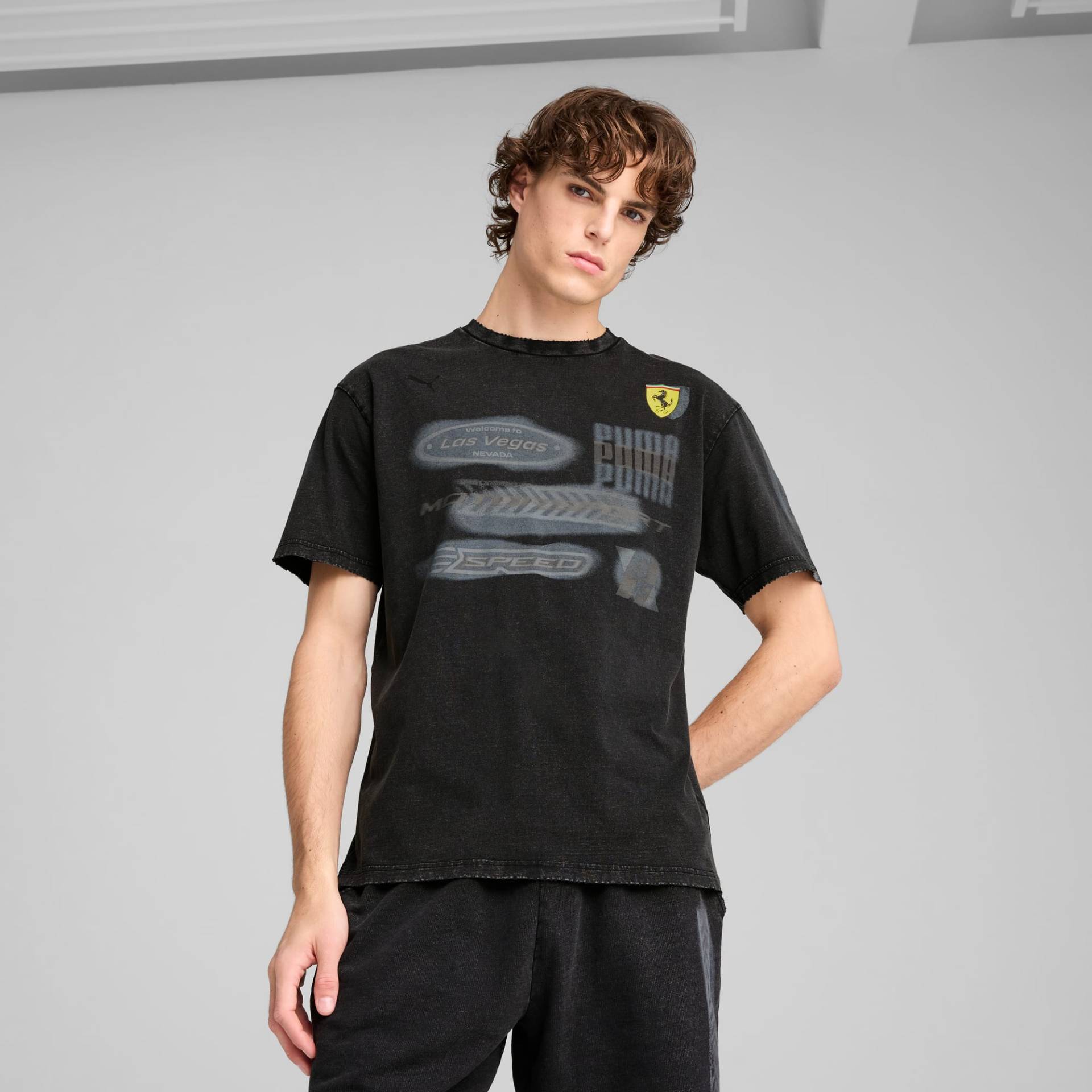 PUMA Scuderia Ferrari Desert Sun T-Shirt Herren, Schwarz, Größe: L, Kleidung von PUMA