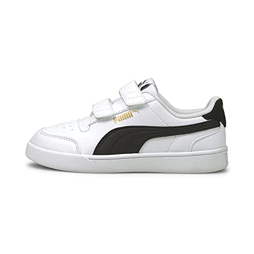 PUMA Shuffle V PS Sneaker, White Black Team Gold, 35 EU von PUMA