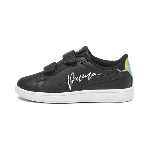 PUMA Smash 3.0 L Crystal Wings V PS Sneaker, Black White-Team Aqua, 28 EU von PUMA