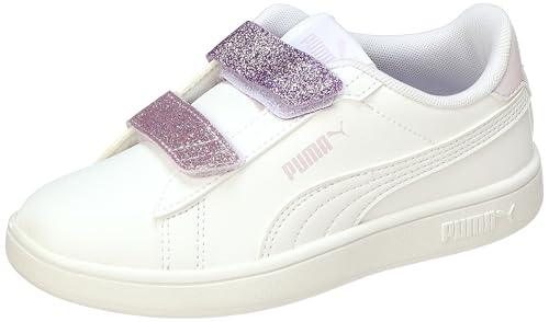 PUMA Smash 3.0 L Glitter Velcro V PS PUM Ankle Boot, Weiß/Flyaway Orchidee, 34.5/35 EU von PUMA