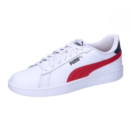 PUMA Smash 3.0 L Jr Sneaker, White-Club Red-Club Navy, 37.5 EU von PUMA
