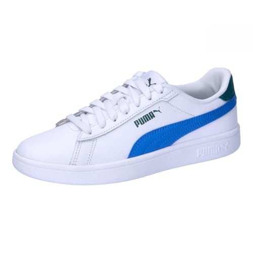 PUMA Unisex Kinder Smash 3.0 L Jr Sneaker, Puma White Hyperlink Blue Cold Green, 37 EU von PUMA