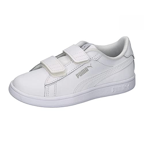 PUMA Unisex Kinder Smash 3.0 L V Ps Sneaker, Puma White Cool Light Gray, 34 EU von PUMA