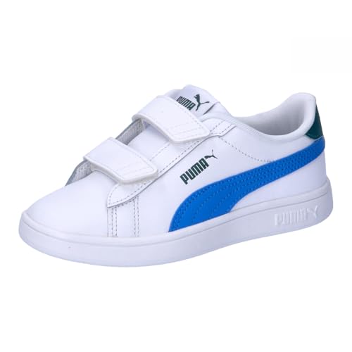 PUMA Unisex Kinder Smash 3.0 L V Ps Sneaker, Puma White Hyperlink Blue Cold Green, 34 EU von PUMA