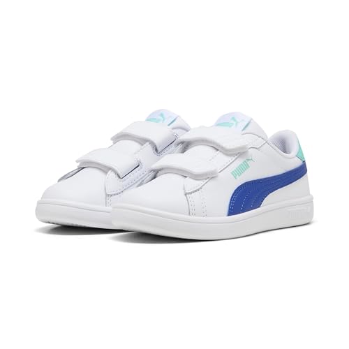 PUMA Smash 3.0 L V Ps Sneaker, Weiß, lebendiges Blau, Aquatic, 35 EU von PUMA