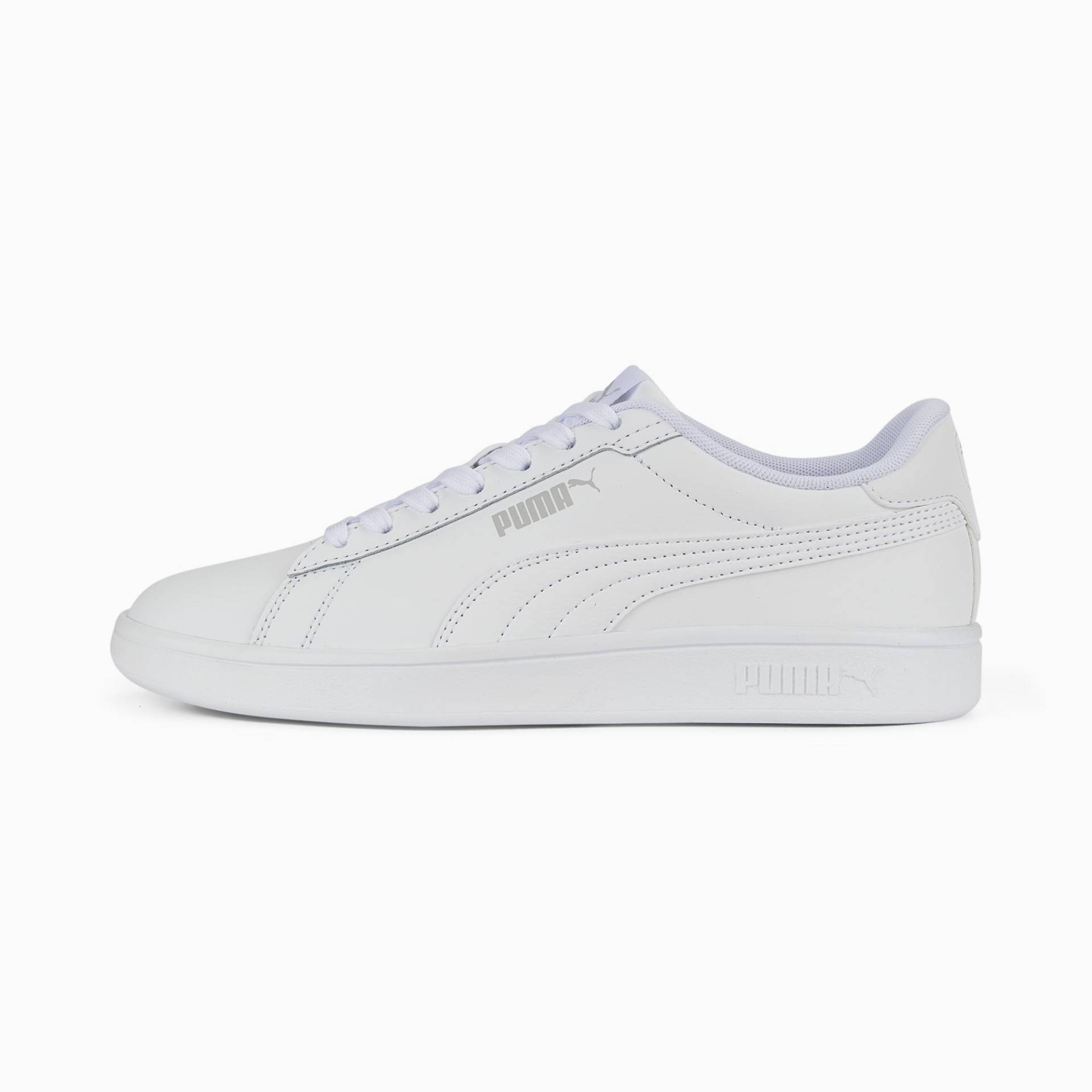 PUMA Smash 3.0 Leather Sneakers Teenager Schuhe Für Kinder, Weiß/Grau, Größe: 39, Schuhe von PUMA