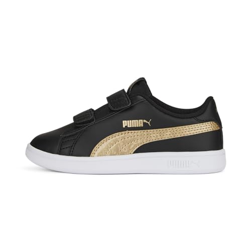 PUMA Smash V2 Metallics V PS Sneaker, Black Gold White, 32 EU von PUMA