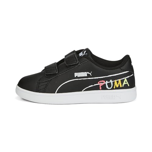 PUMA Smash v2 Home School V PS Sneaker, Black White-Sunset Glow-Nitro Blue-Sun Stream, 34 EU von PUMA