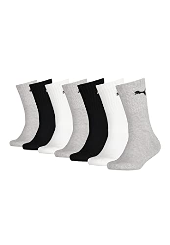 PUMA JUNIOR Quarter Socken Tennissocken Sportsocken Gr. 27- 38 für Mädchen und Jungen 7 Paar , Farbe:882 - grey/white/black, Socken & Strümpfe:27-30 von PUMA