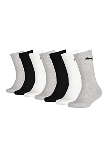 PUMA JUNIOR Quarter Socken Tennissocken Sportsocken Gr. 27-38 für Mädchen und Jungen 7 Paar, Farbe:882 - grey/white/black, Socken & Strümpfe:35-38 von PUMA