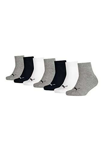 PUMA KIDS Quarter Socken Sneaker Gr. 23 - 42 für Mädchen und Jungen 7 Paar , Farbe:882 - grey/white/black, Socken & Strümpfe:23-26 von PUMA