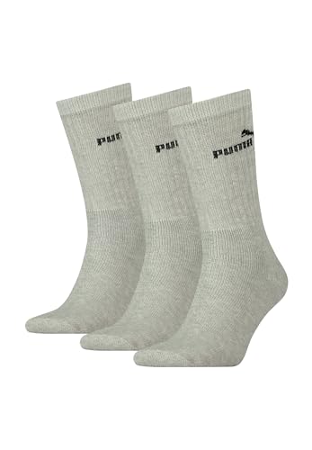 PUMA Sportsocken Tennissocken Crew Tennis Socken Unisex für Damen und Herren 3 Paar, Farbe:400 - grey, Socken & Strümpfe:43-46 von PUMA