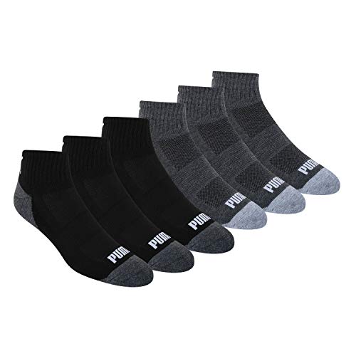 PUMA Herren 6 Pack Quarter Crew Sportsocken, Schwarz/Grau Combo, 10-13 US EU von PUMA