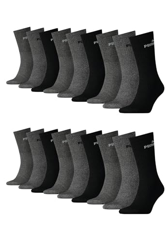 PUMA Sportsocken Tennissocken Crew Tennis Socken Unisex für Damen und Herren 18 Paar, Farbe:207 anthracite/grey, Socken & Strümpfe:39-42 von PUMA