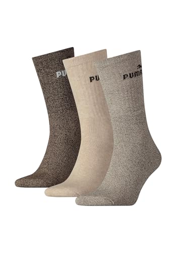 PUMA Sportsocken Tennissocken Crew Tennis Socken Unisex für Damen und Herren 3 Paar, Farbe:Chestnut Combi, Socken & Strümpfe:39-42 von PUMA