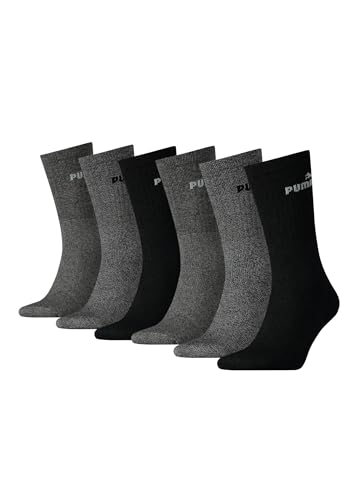 PUMA Sportsocken Tennissocken Crew Tennis Socken Unisex für Damen und Herren 6 Paar, Farbe:207 anthracite/grey, Socken & Strümpfe:35-38 von PUMA